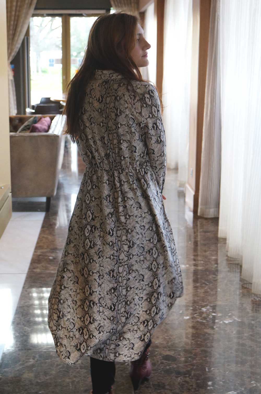 bee&Humble | High Low Snake Print Shirt Dress
