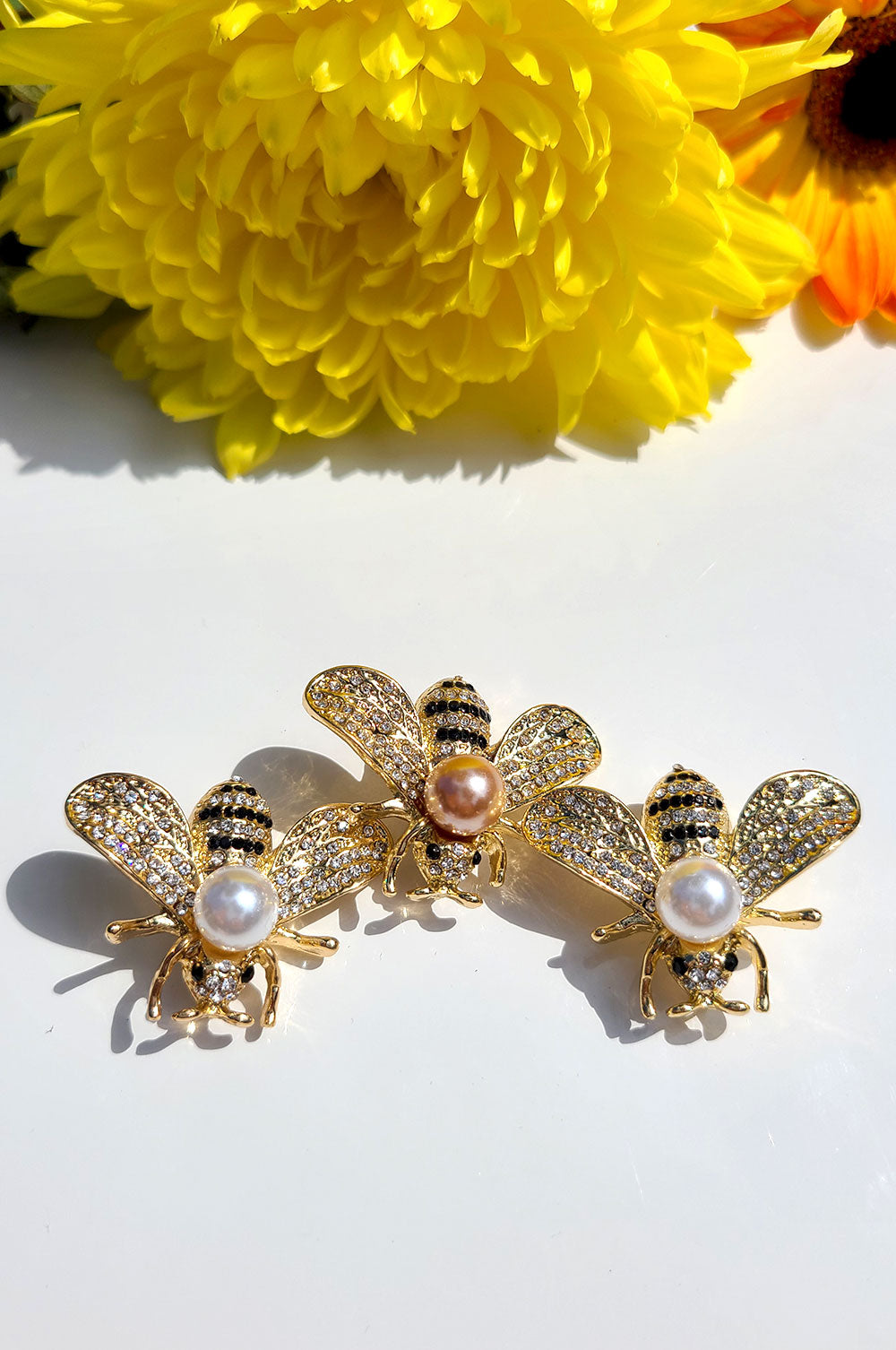 Bee Brooch with Large Pearl and Jewelled Body