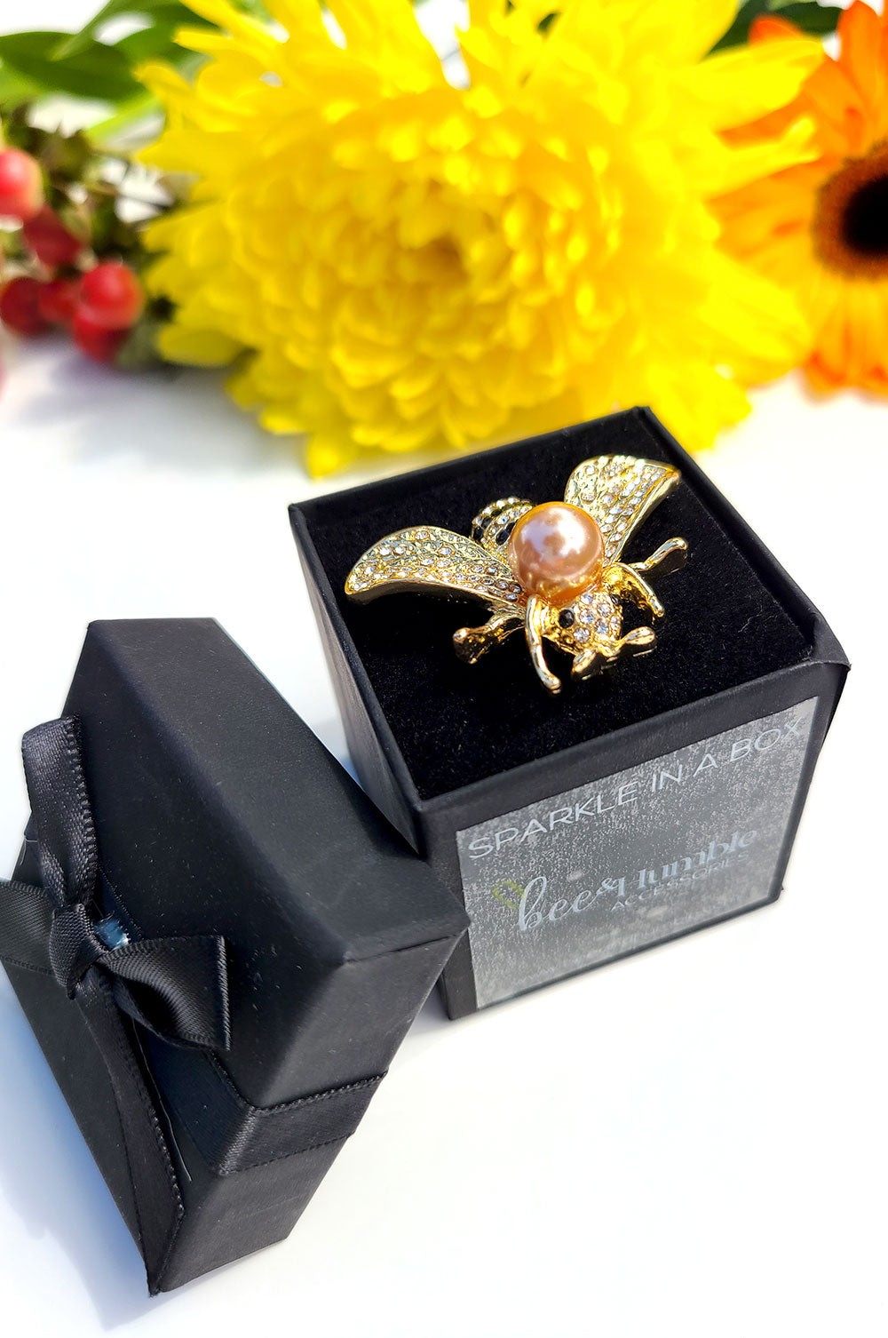 Bee Brooch with Large Pearl and Jewelled Body
