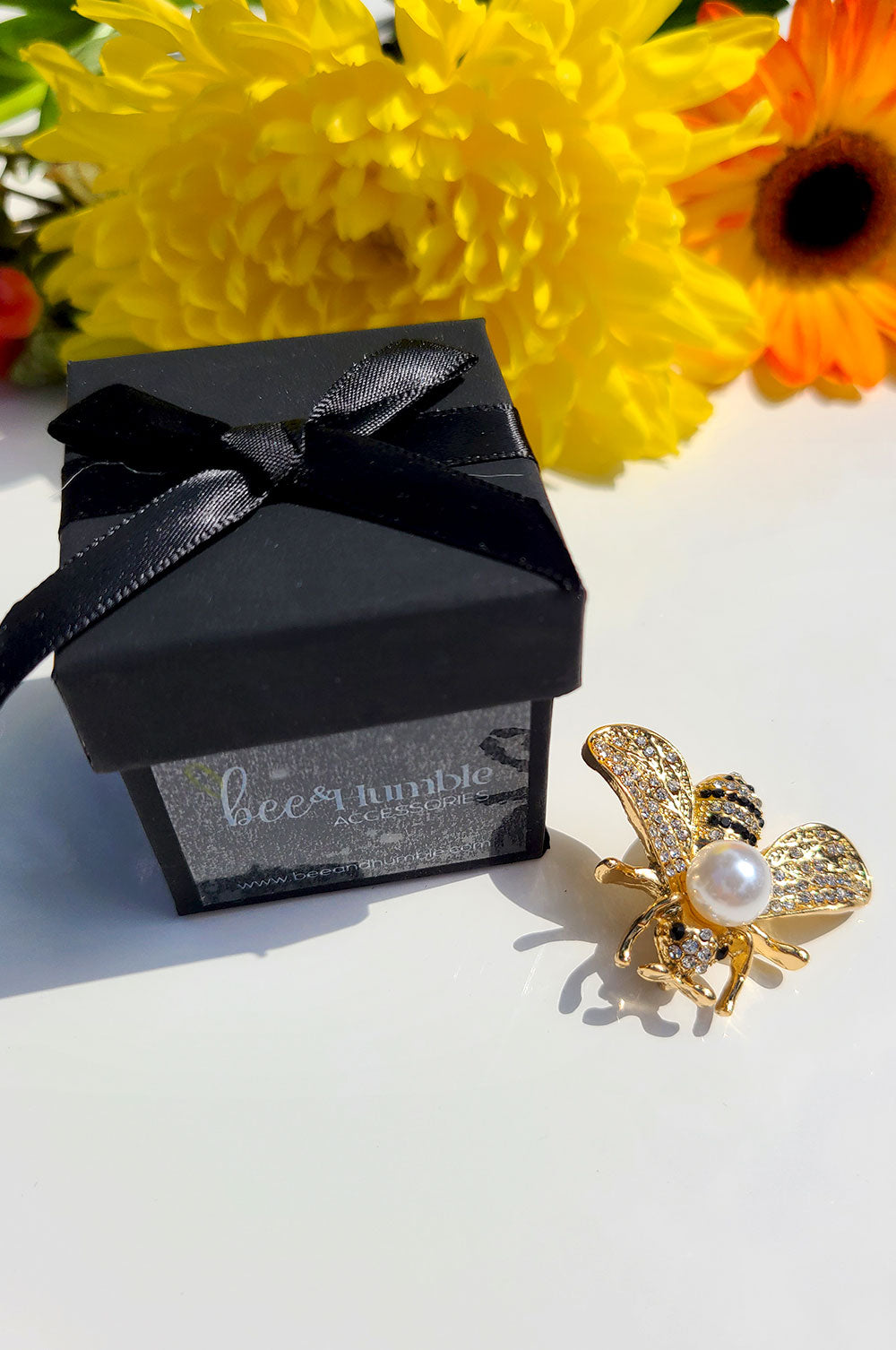 Bee Brooch with Large Pearl and Jewelled Body