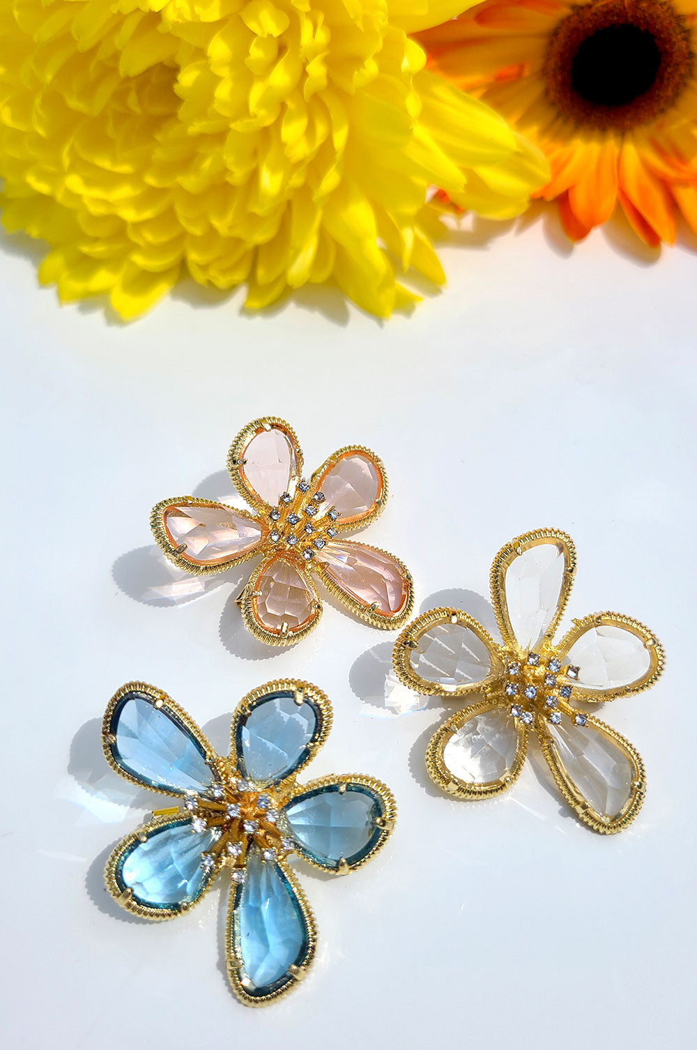 Elegant Crystal Flower Brooch