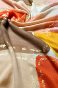Elegant Block Coloured Hijab with Gold Foil Detailing - Camel and Rust
