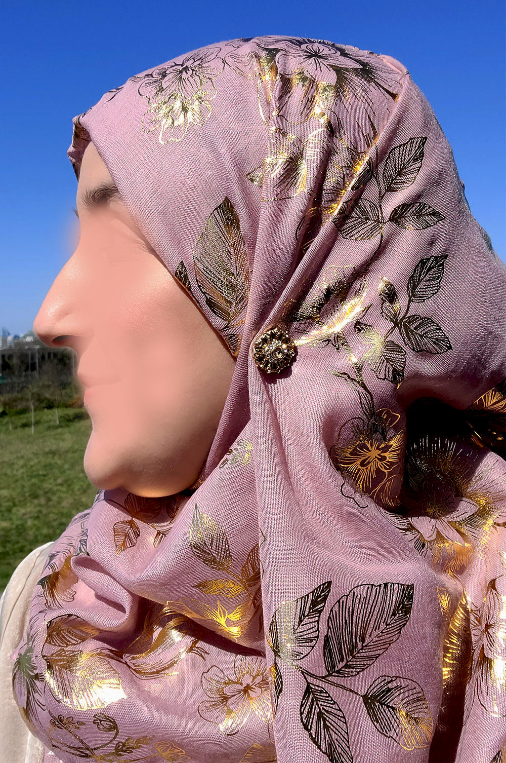 Luxe Gold Floral Foil Print Hijab