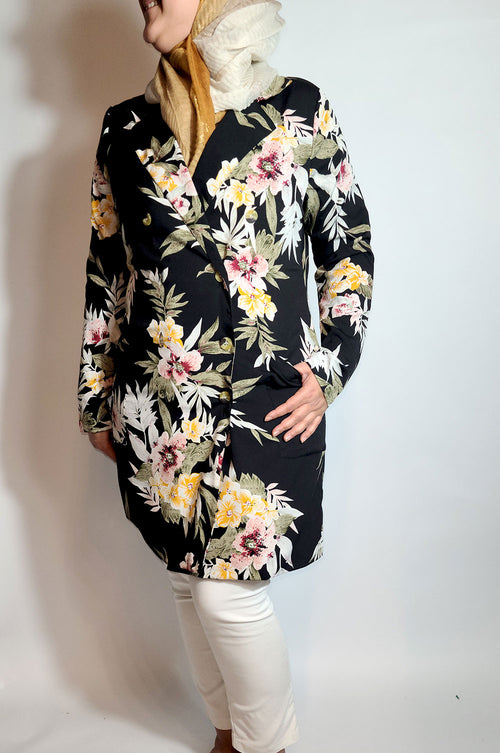 bee&Humble | Black Double Breasted Floral Blazer