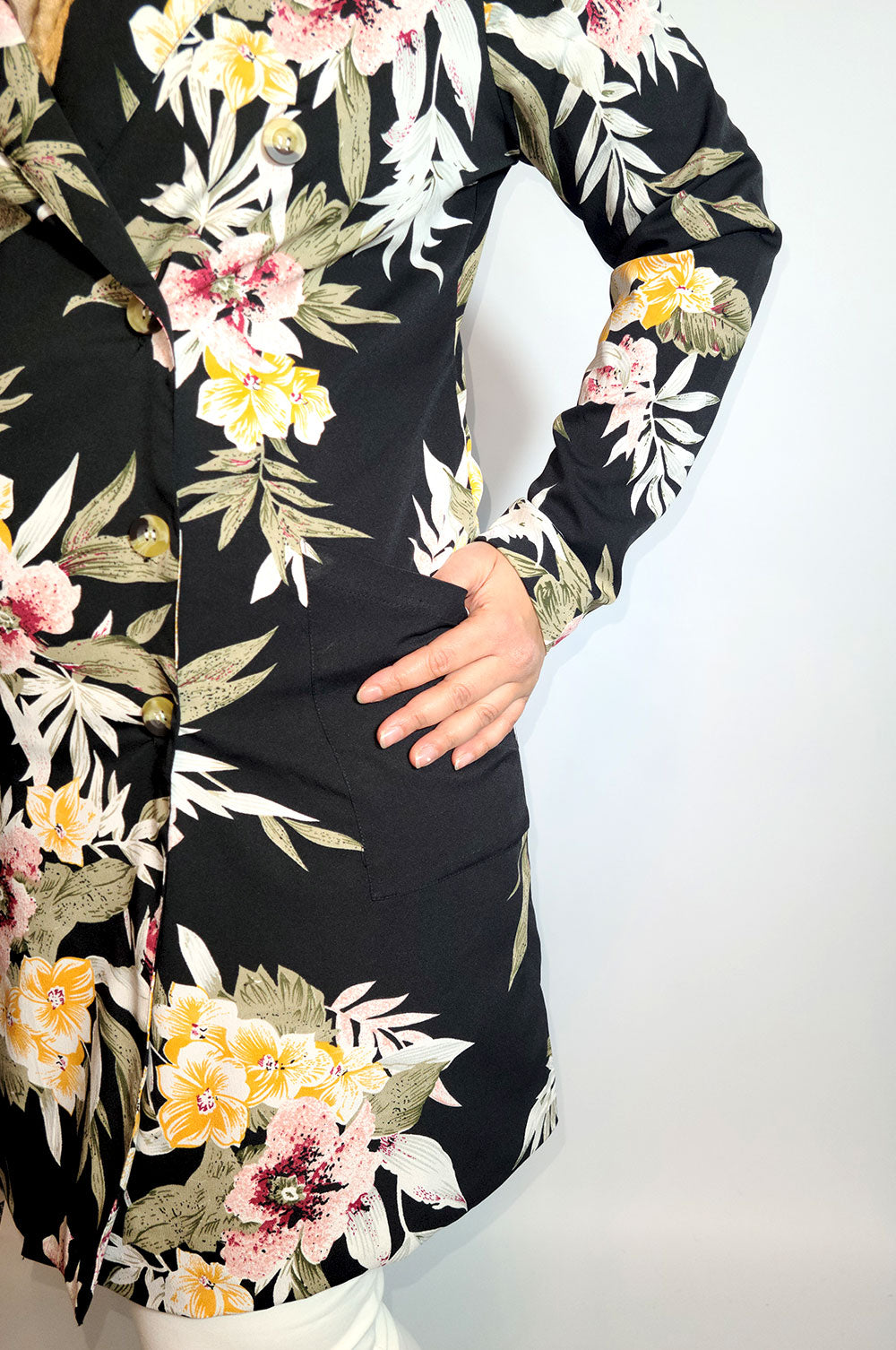 bee&Humble | Black Double Breasted Floral Blazer