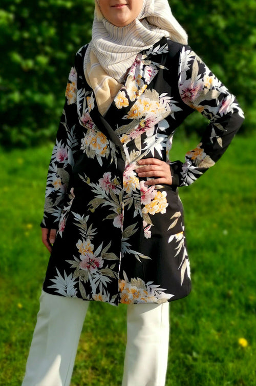 bee&Humble | Black Double Breasted Floral Blazer