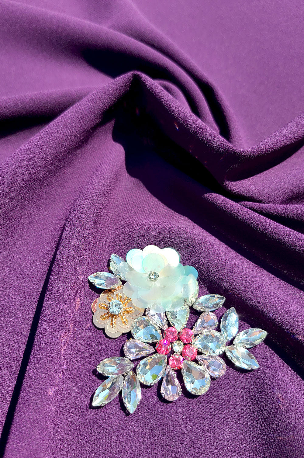 Embellished Floral Motif Chiffon Hijab