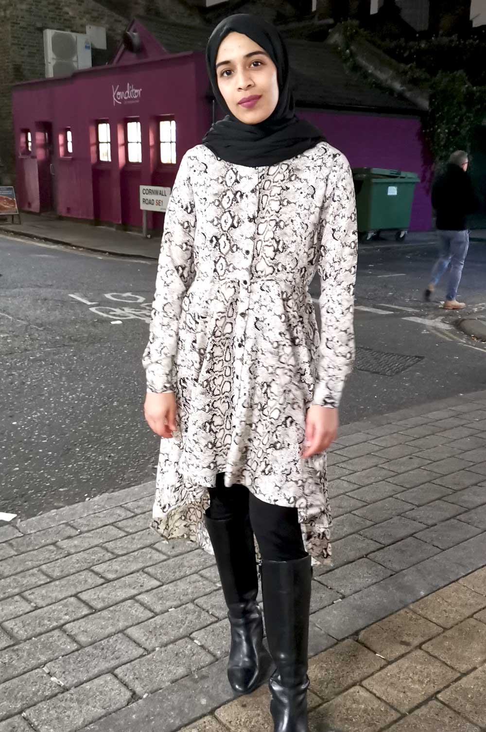 bee&Humble | High Low Snake Print Shirt Dress