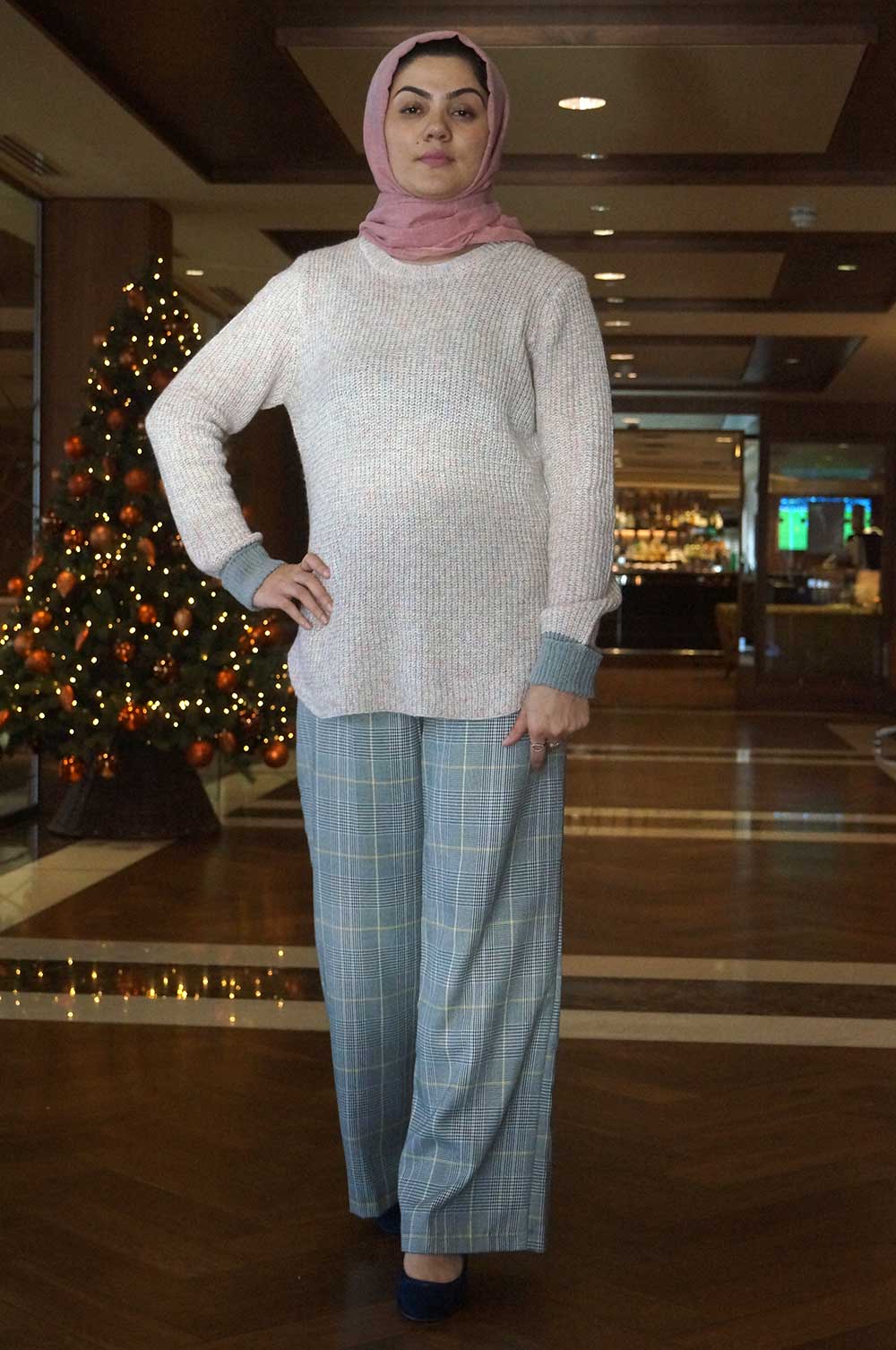 bee&Humble | Pink Jumper with Grey Cuffs
