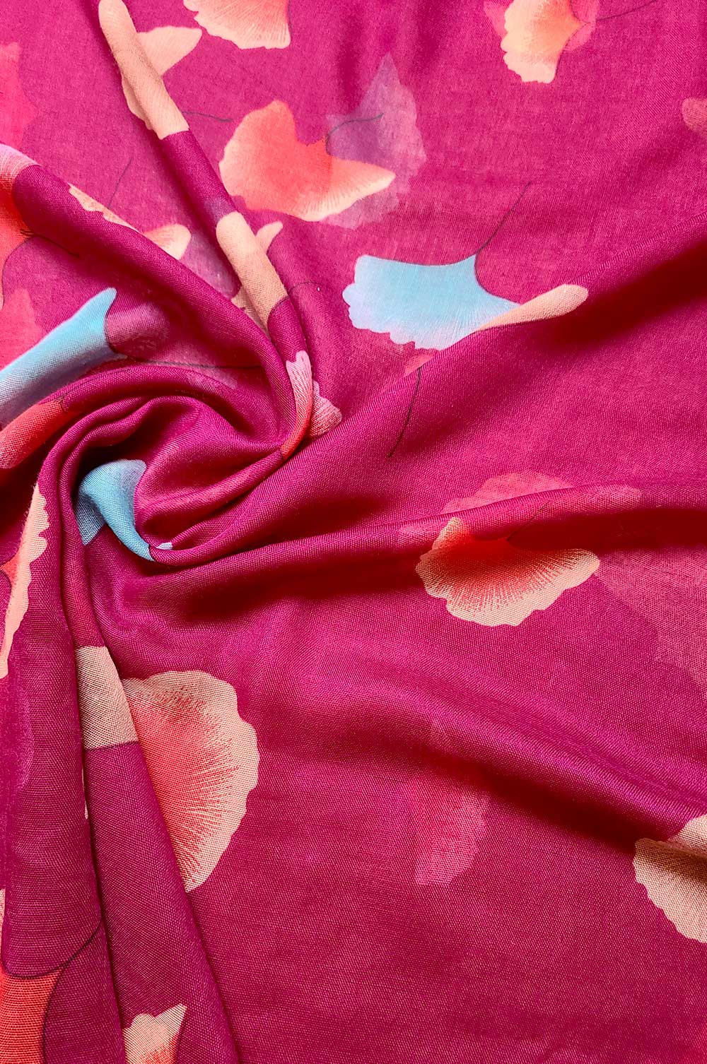 Plum Ginkgo Leaf Printed Hijab