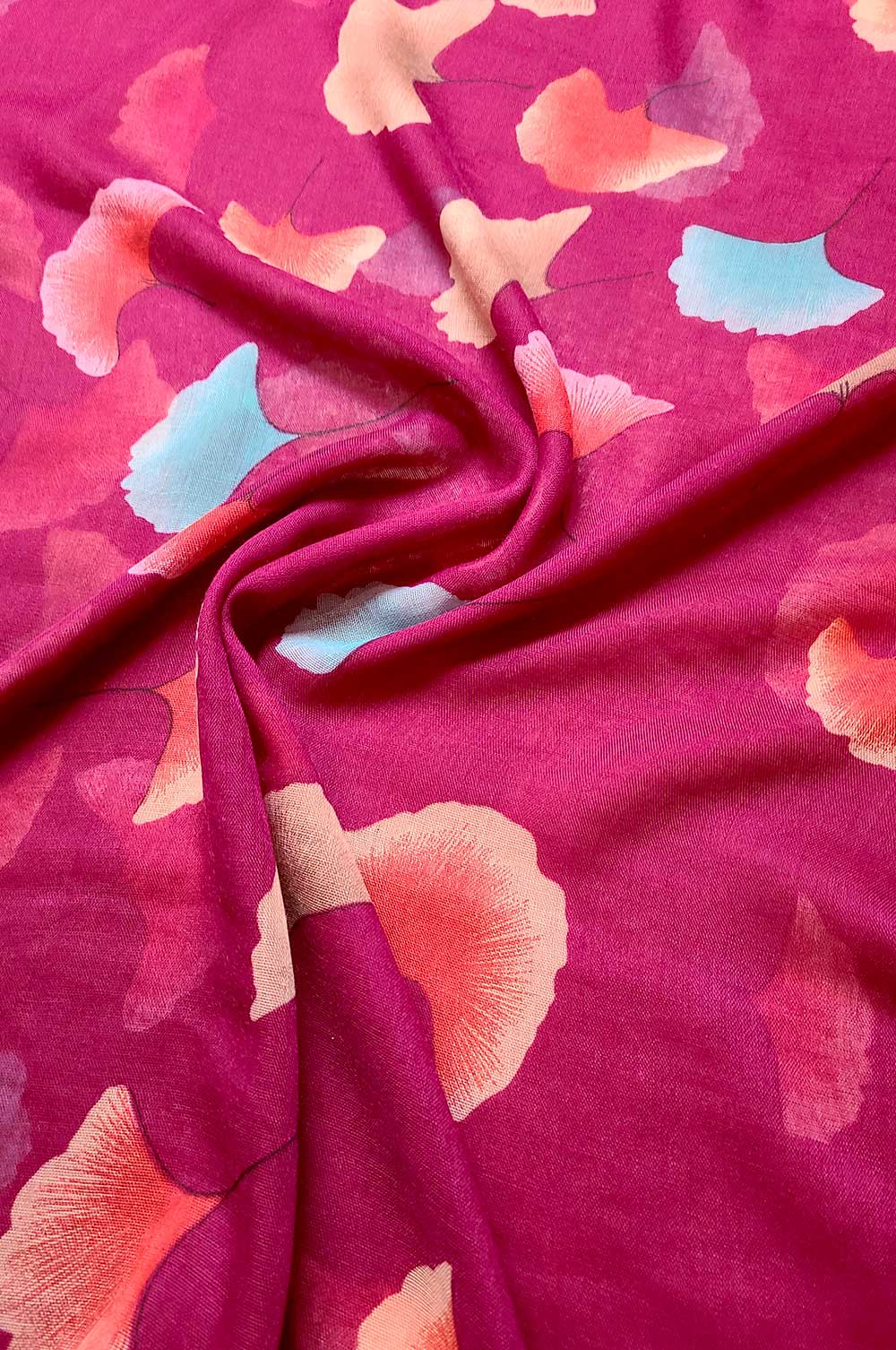 Plum Ginkgo Leaf Printed Hijab