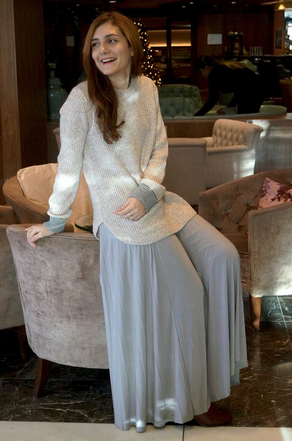 bee&Humble | Pink Jumper with Grey Cuffs