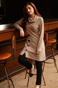 bee&Humble | Oatmeal Roll Neck Button Detail Dress