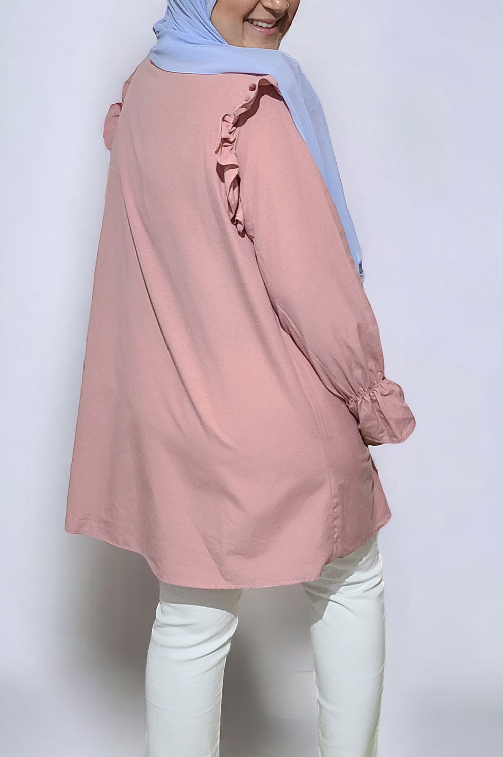 bee&Humble | A Line Tunic with Frills and Pleated Details - Rose