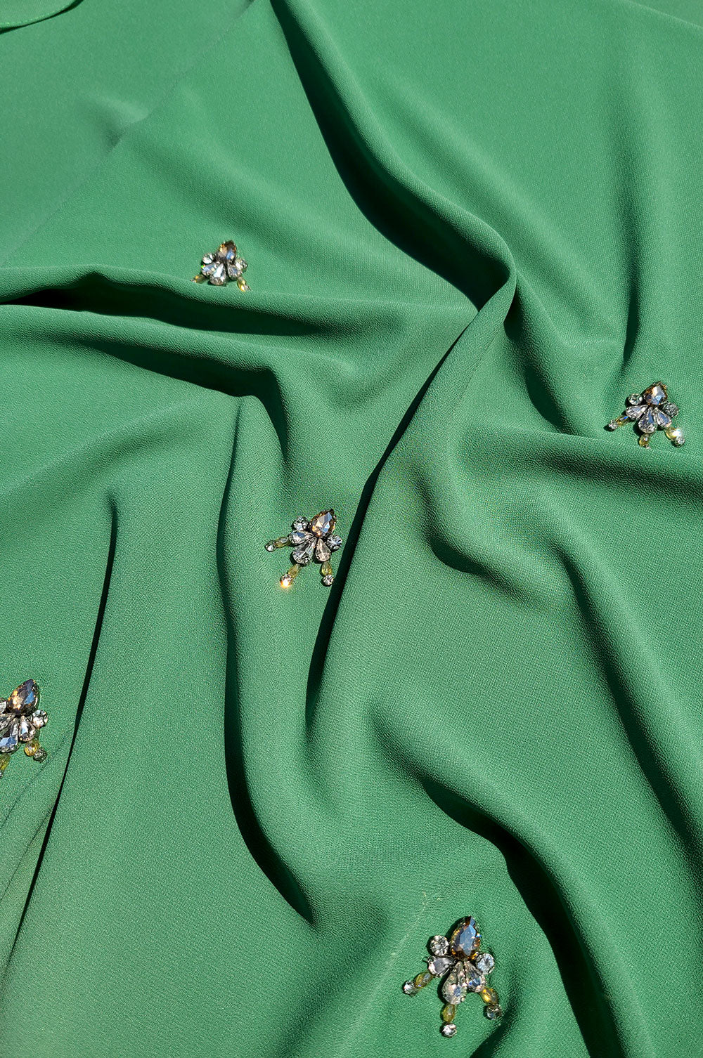 Chiffon Hijab with Rhinestone Embellishment - Green