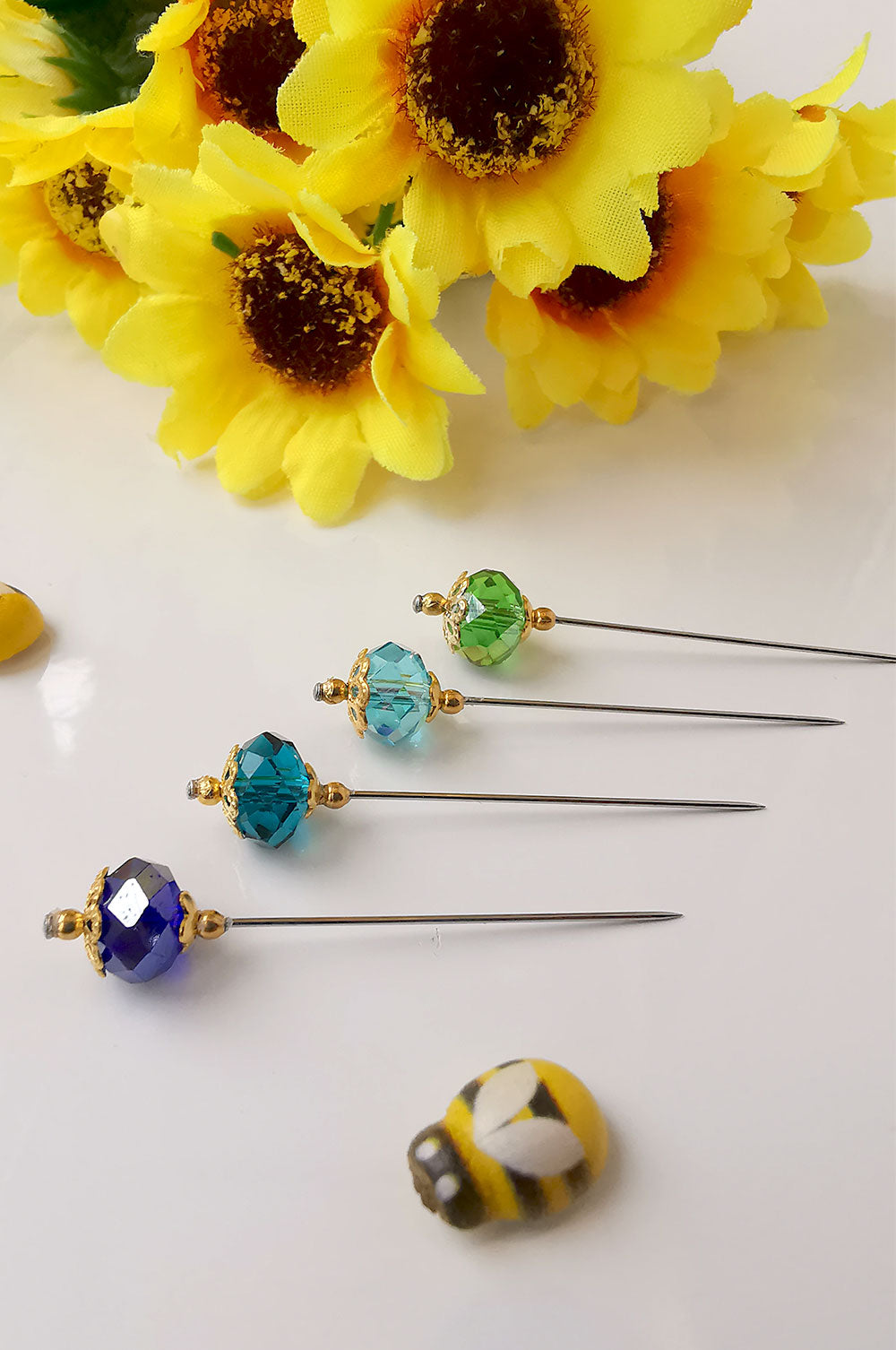 Set of 4 Handmade Rondelle Hijab Pins - Ocean Breeze