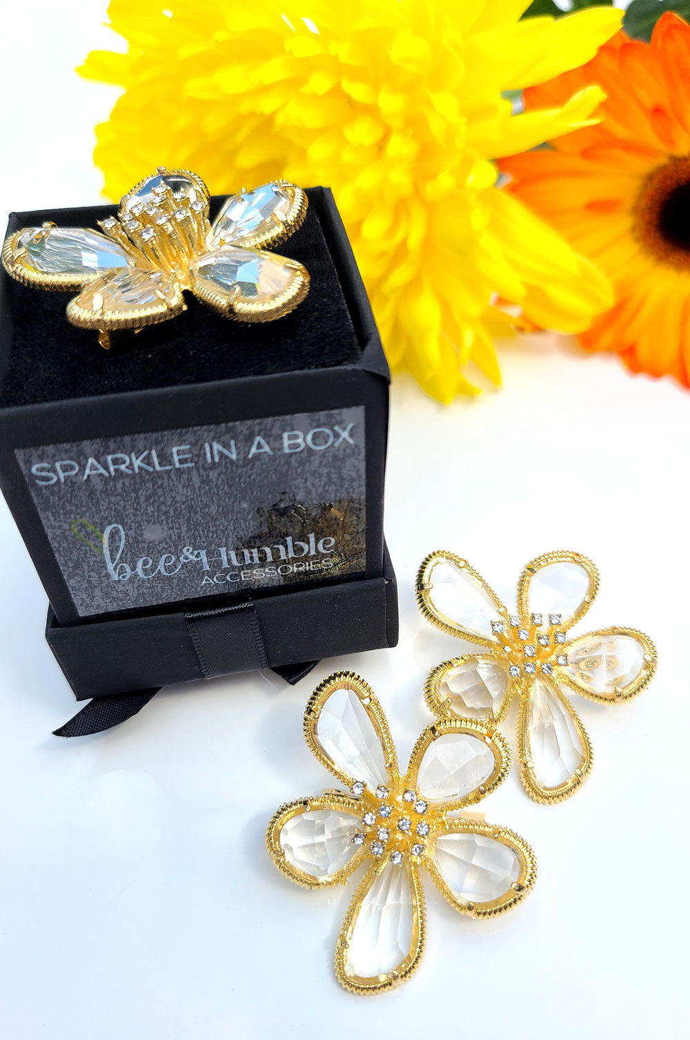Elegant Crystal Flower Brooch