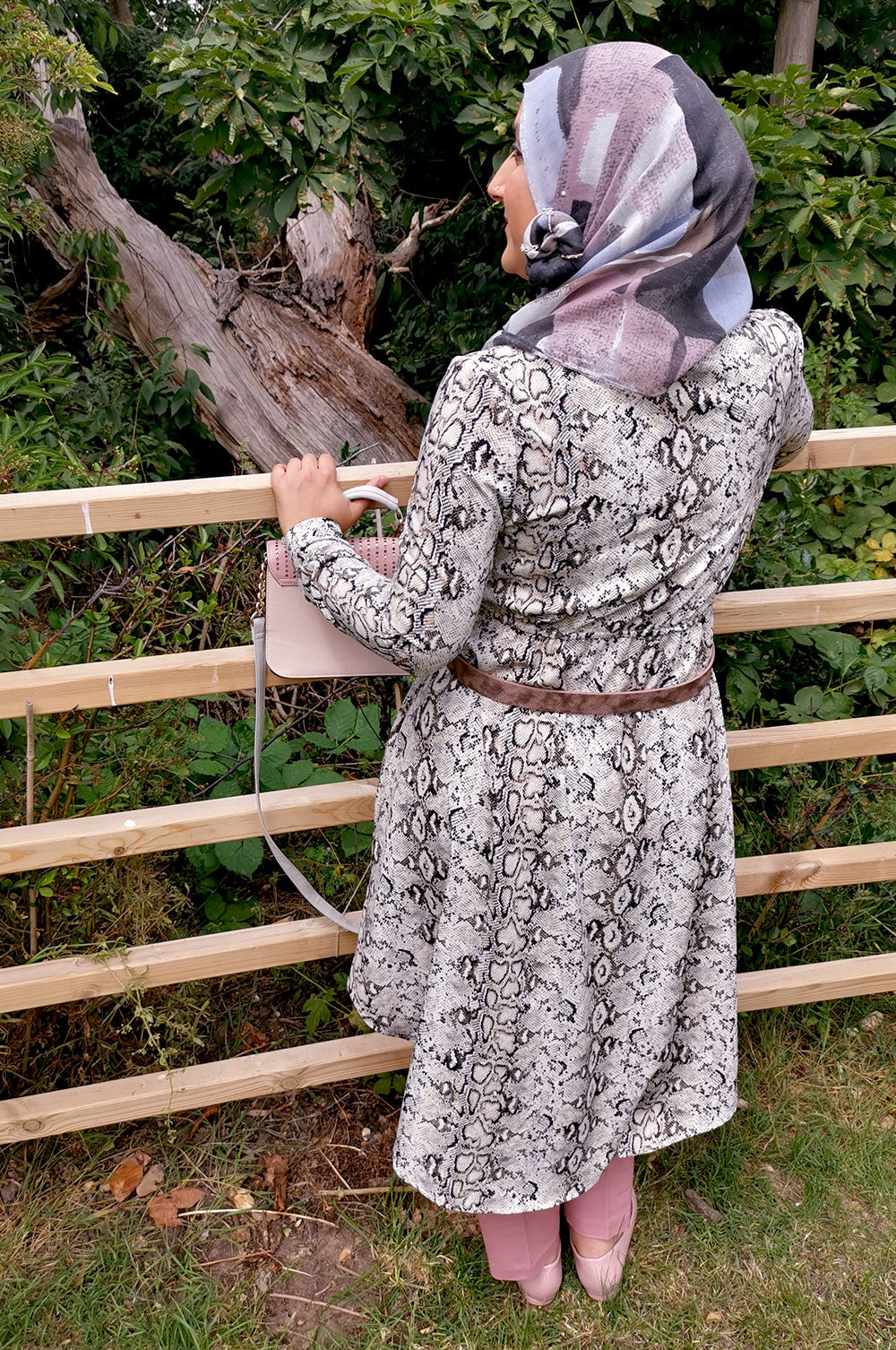 bee&Humble | High Low Snake Print Shirt Dress