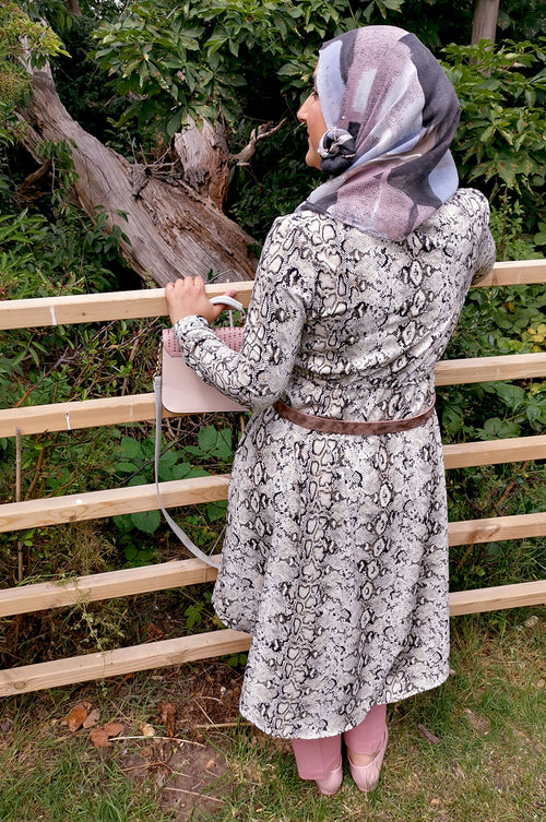bee&Humble | High Low Snake Print Shirt Dress