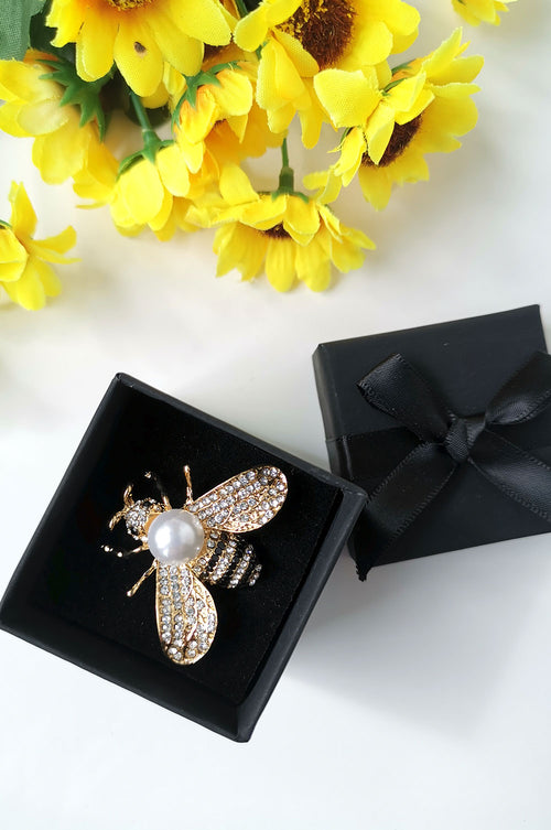 Bee Brooch with Large Pearl and Jewelled Body