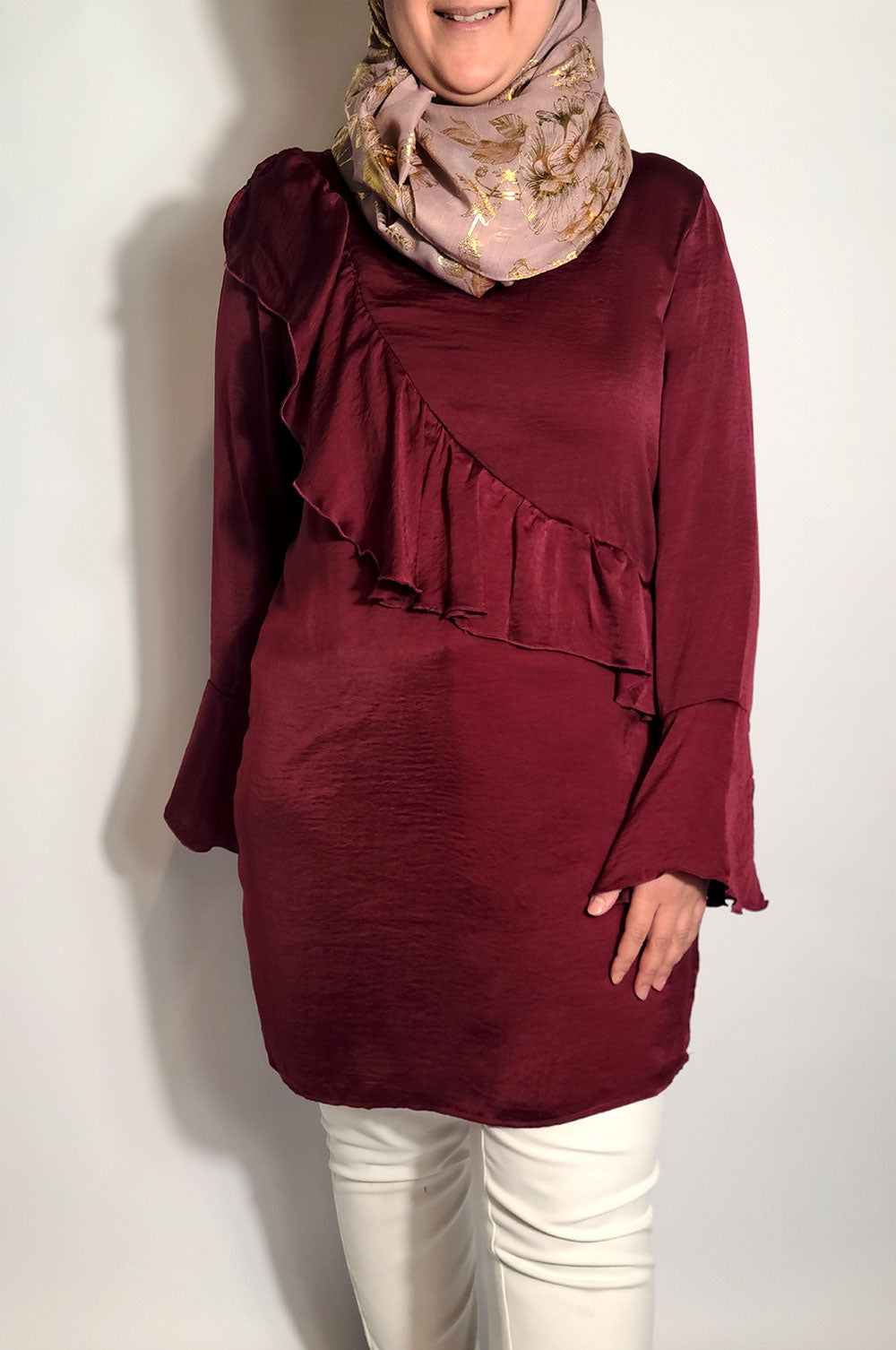 bee&Humble | Burgundy Tunic with Frill Detail