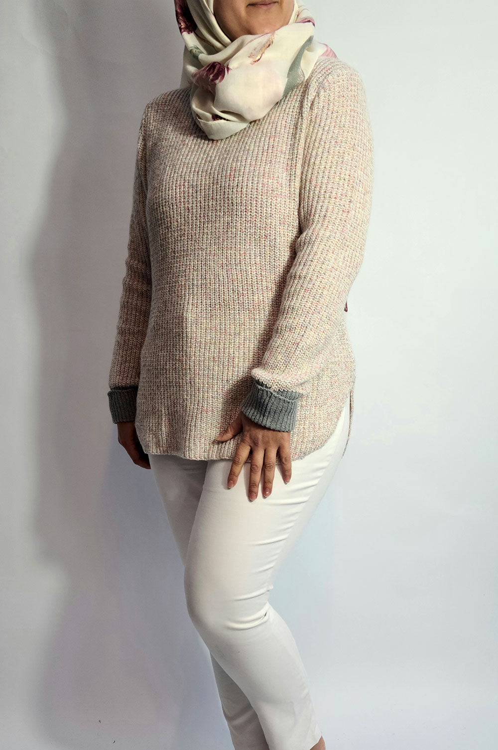 bee&Humble | Pink Jumper with Grey Cuffs