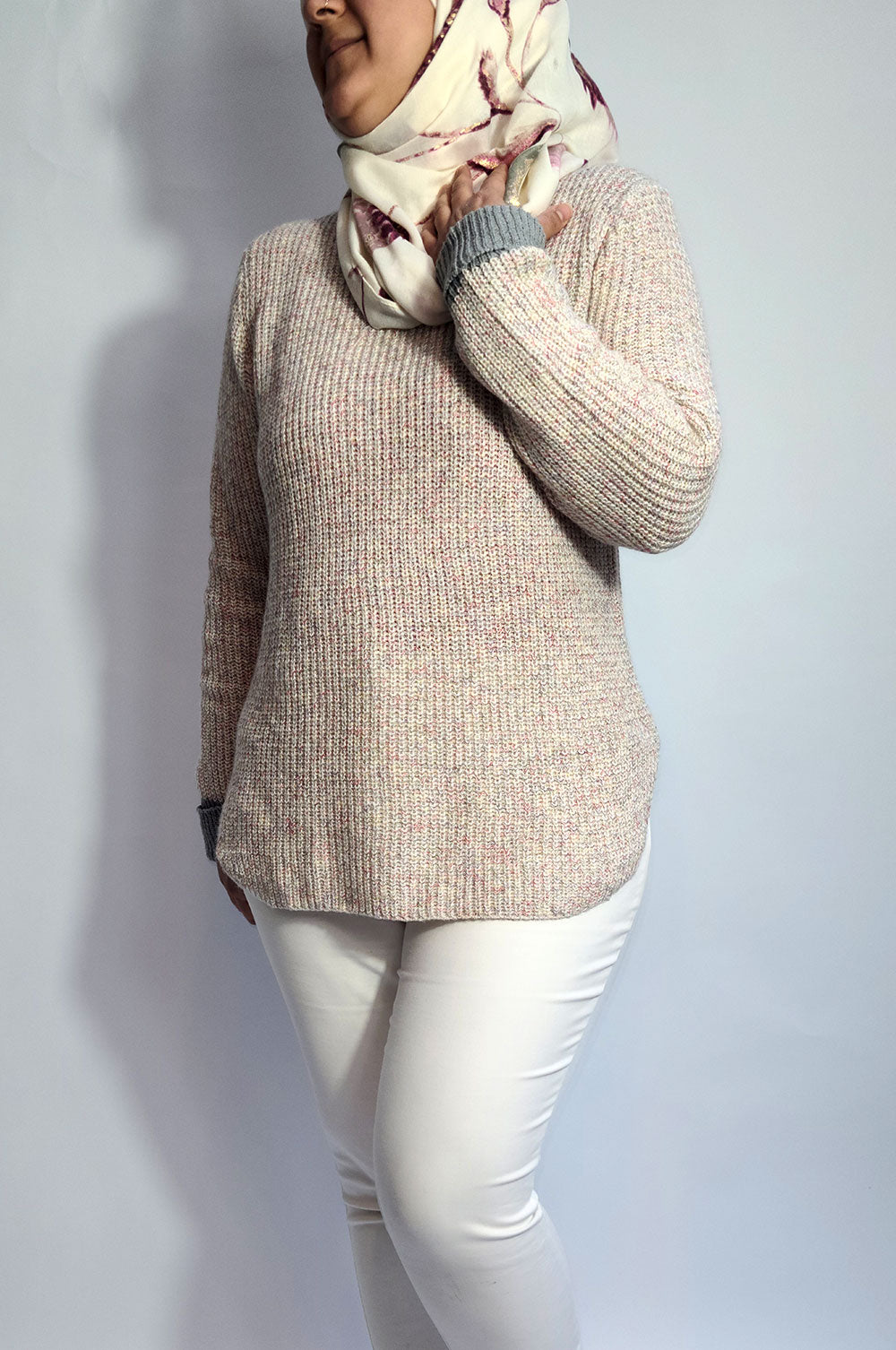 bee&Humble | Pink Jumper with Grey Cuffs