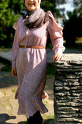 bee&Humble | Pink Mini Leopard Printed Frill Detail Printed Midi dress