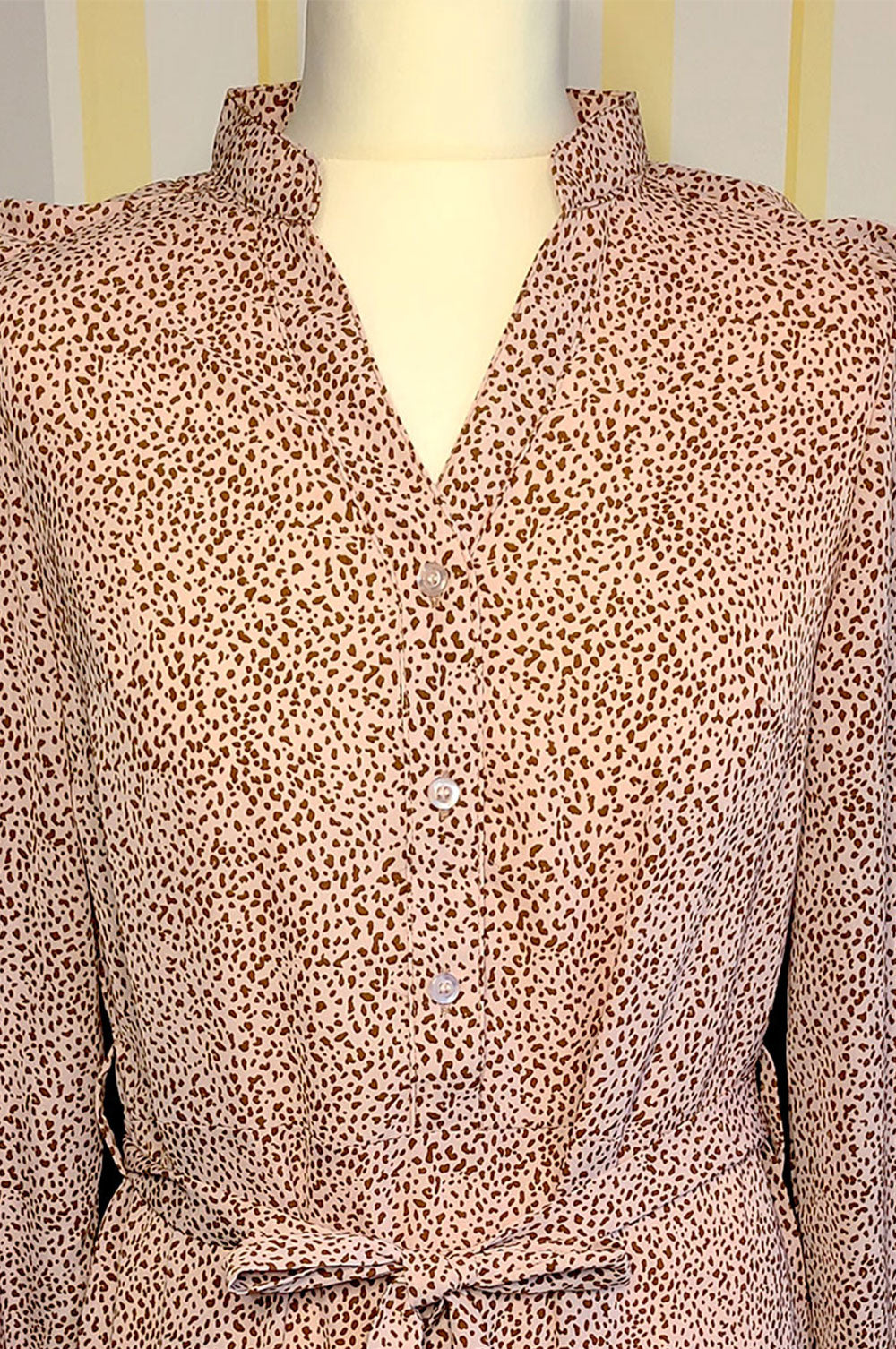 bee&Humble | Pink Mini Leopard Printed Frill Detail Printed Midi dress