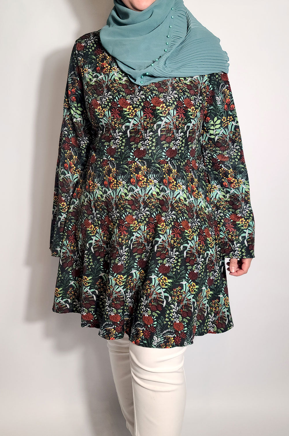 bee&Humble | Green and Rust Fit and Flare Dress