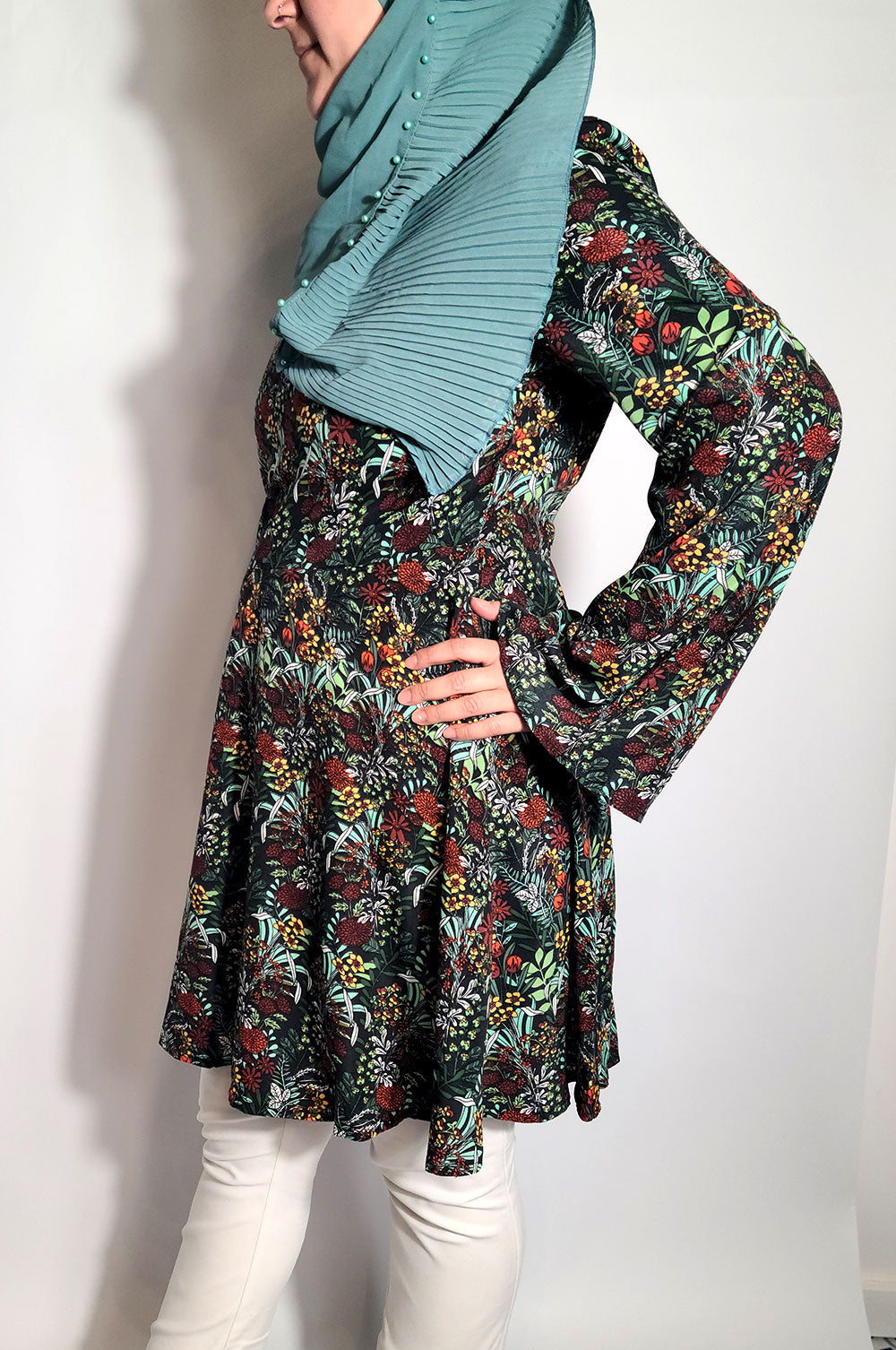bee&Humble | Green and Rust Fit and Flare Dress