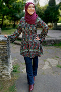 bee&Humble | Green and Rust Fit and Flare Dress
